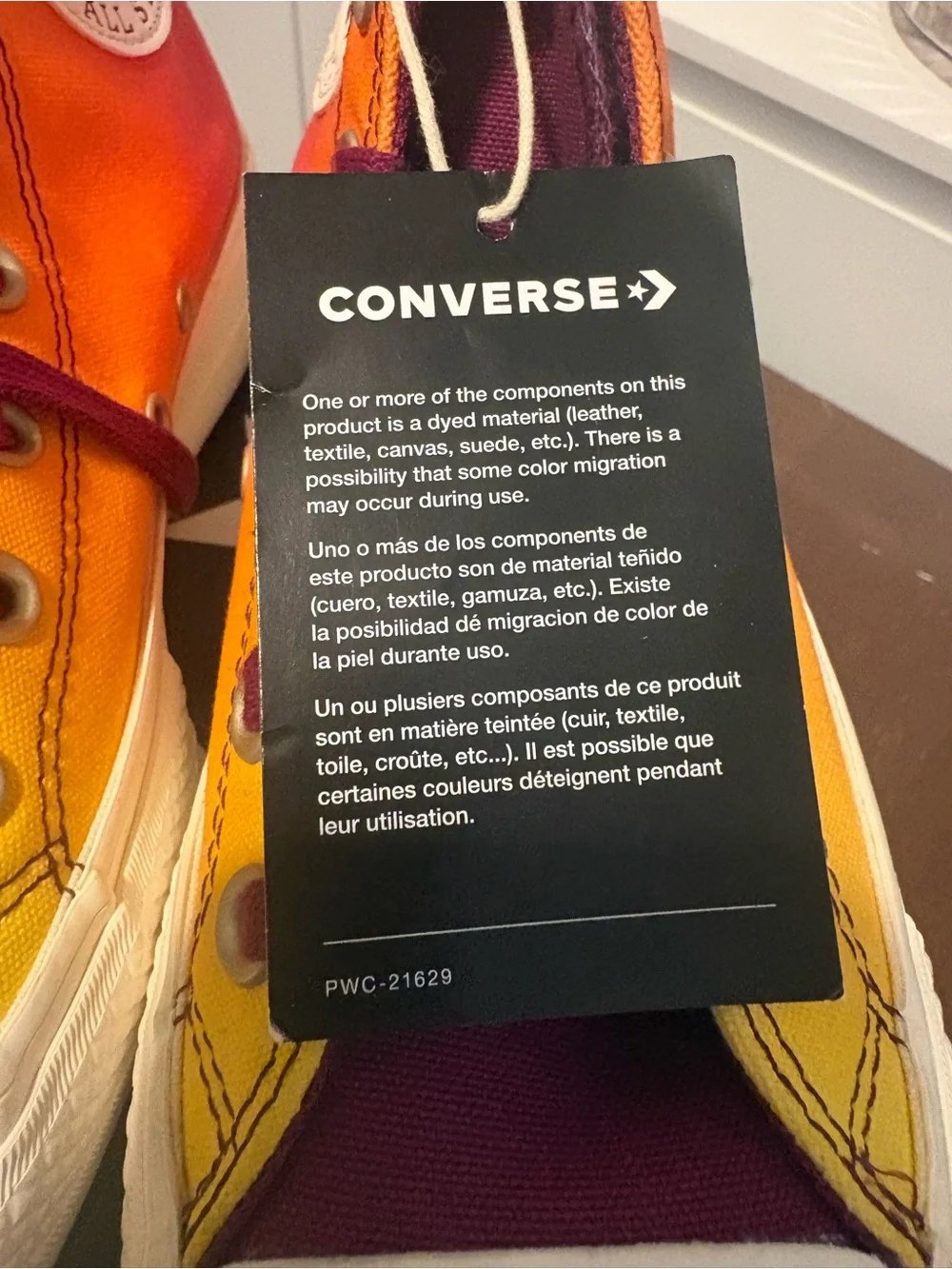 Women’s Gradient High-Top Canvas Sneakers in Yellow-Orange with Burgundy Laces